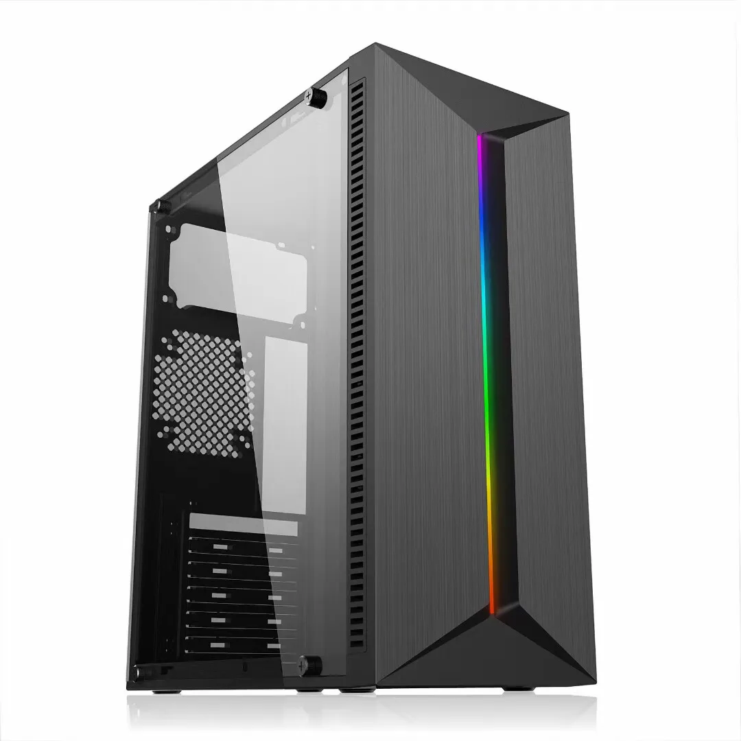 ATX Desktop Computer Case, Side Transparent Panel, USB3.0, DIY Gaming Empty Chassis, Support Power Supply & Back Cable Routing