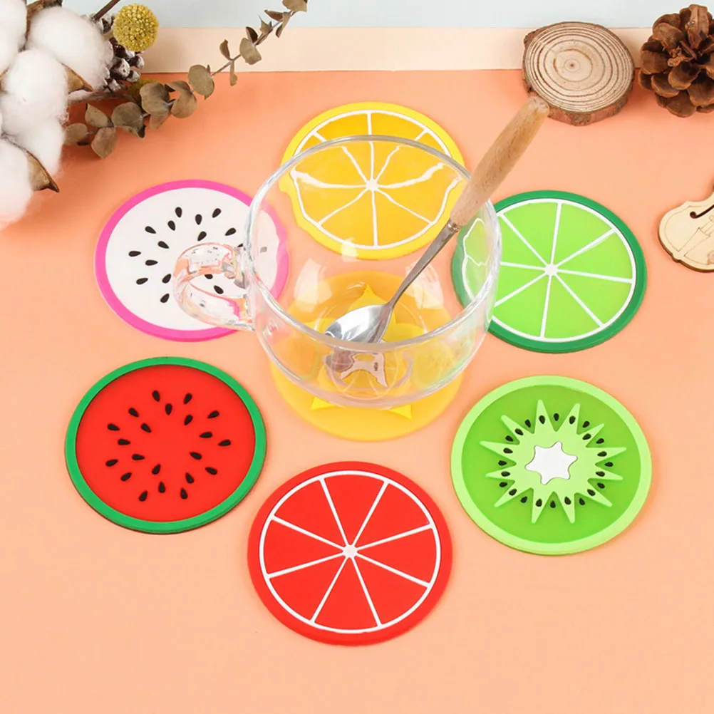 

Fruit Coasters Silicone Heat Insulation Nonslip Mats for Drinks Cute Decorative Bright Colors Party Daily Use Desk Table