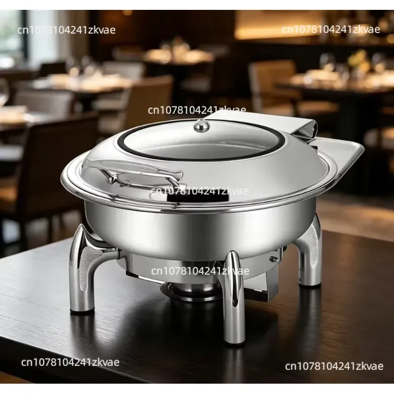 6L Round Furnace Stainless Steel Heated Plate Restaurant Hotel Buffet Buffet Service