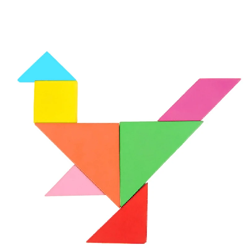 Colorful Wooden Tangram Jigsaw Puzzle Wood Toys IQ Brain Teaser Games Intelligent Educational Toys for Kids Children Gifts