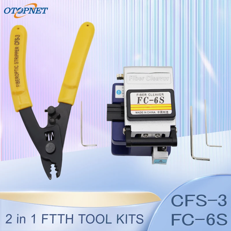 2-in-1 FTTH Fiber Optic Tool Kit with FC-6S Cleaver And CFS-3 Stripper Cold Connection Optical Fiber Cable Cutting Knife Tools