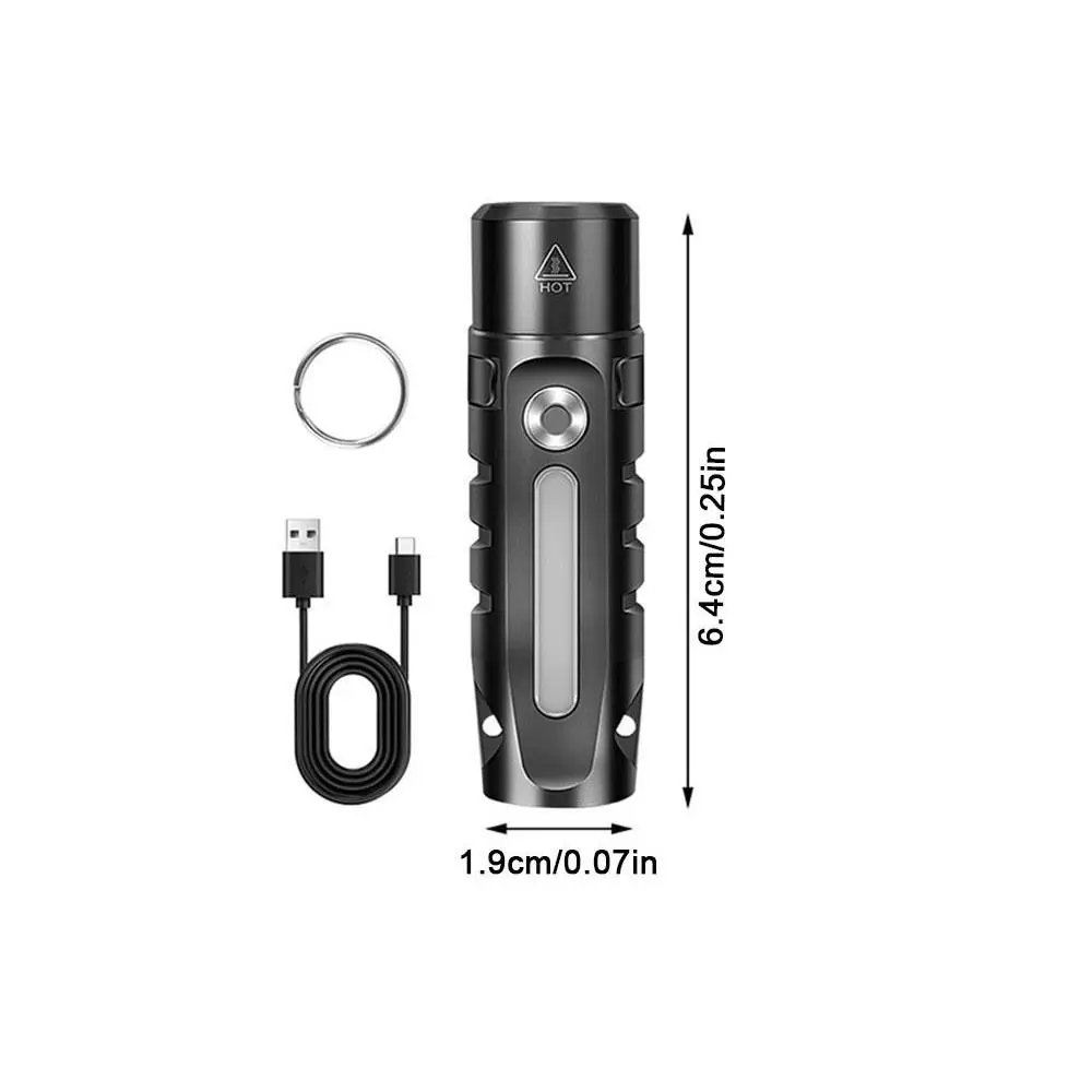 Multi-Light Source Mini Keychain Flashlight Super Bright Side Lamp Portable Work Light Waterproof Rechargeable