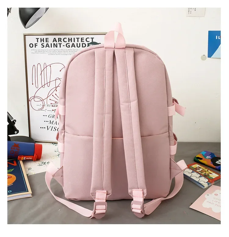 Imagem -06 - Mochila de Nylon de Grande Capacidade Multi-bolso Cute Ins Junior High School Bolsa Mochila para Laptop Pcs por Conjunto