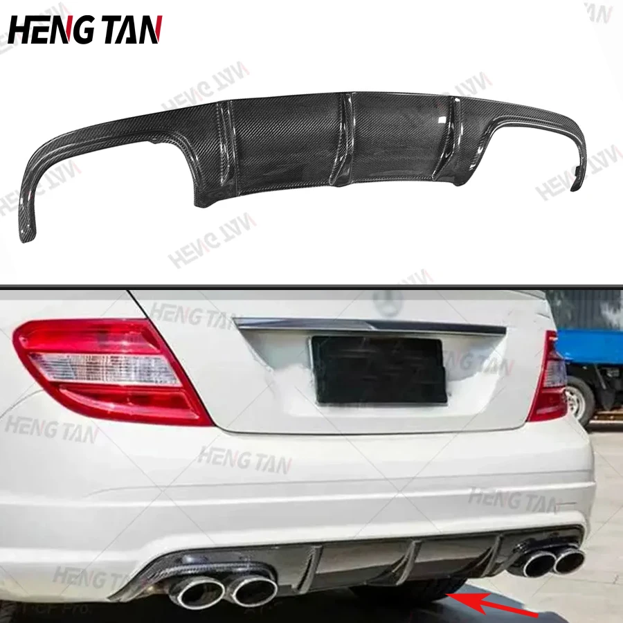 Carbon Fiber Car Rear Bumper Lip Diffuser Spoiler Parts For Benz C-Class W204 C63 AMG C300 Sport Sedan Coupe 2008 - 2011