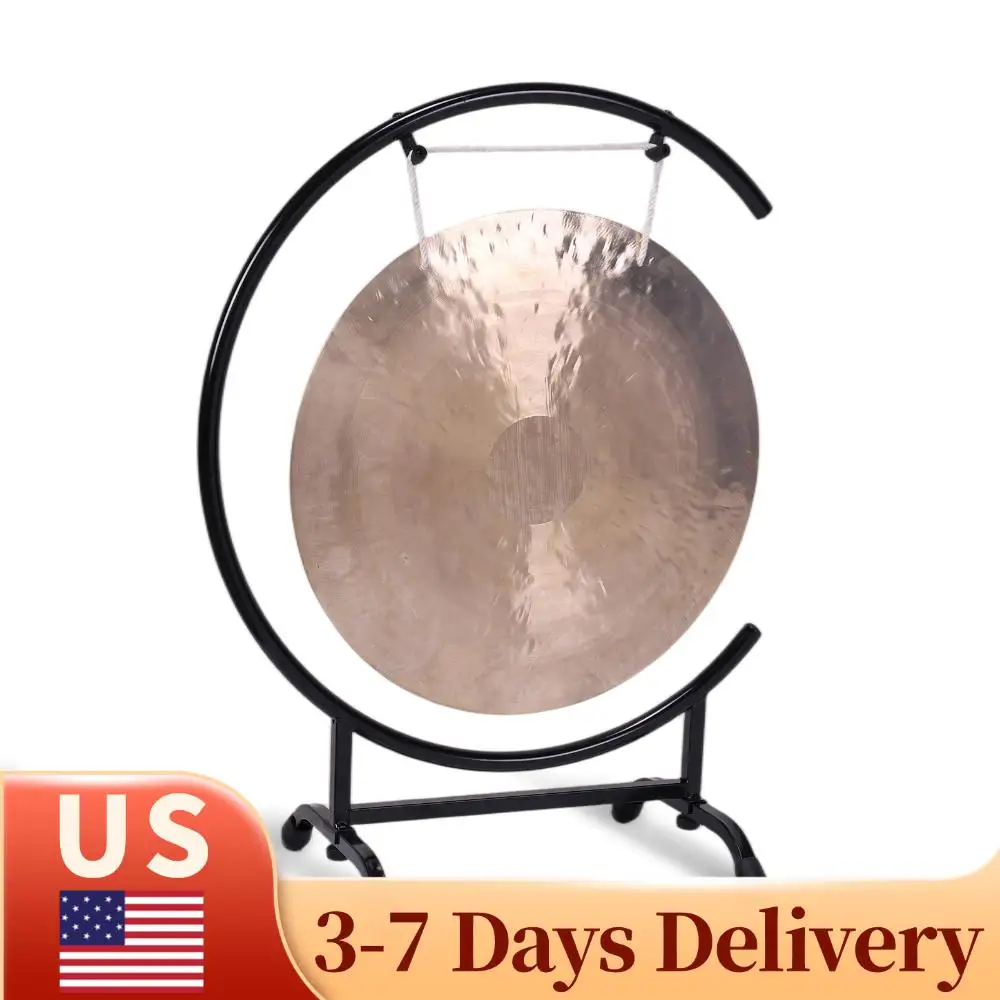 

Китайский гонг на высокой стойке с молотком, медный ударный инструмент для домашнего декора, подарок на новоселье, благословение