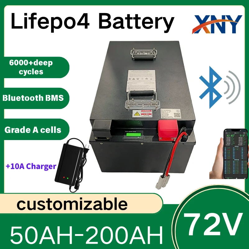 

Литий-железо-фосфатный аккумулятор LiFePO4 72В различных размеров (50Ач-200Ач) для электроскутеров, мотоциклов, трициклов, четырехколесных транспортных средств — высокая емкость