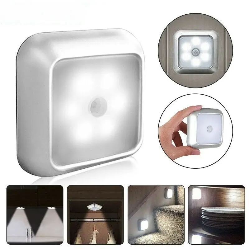 6 LED Night Light PIR Auto Motion Sensor Night Lamp For Children Living Room Bedroom Home Staircase Closet Night Light Lamp