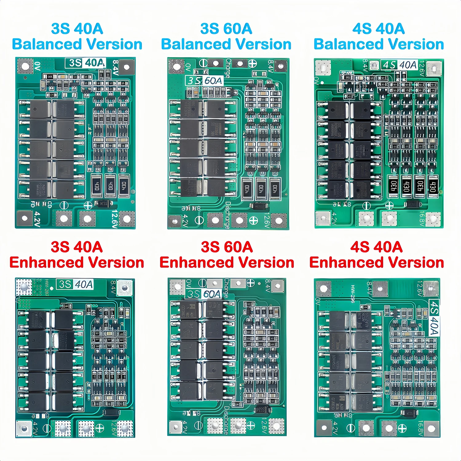 3S 4S 40A 60A Lithium Battery Charger Protection Board 18650 BMS Li-ion Enhance/Balance For Drill Motor 11.1V 12.6V/14.8V 16.8V