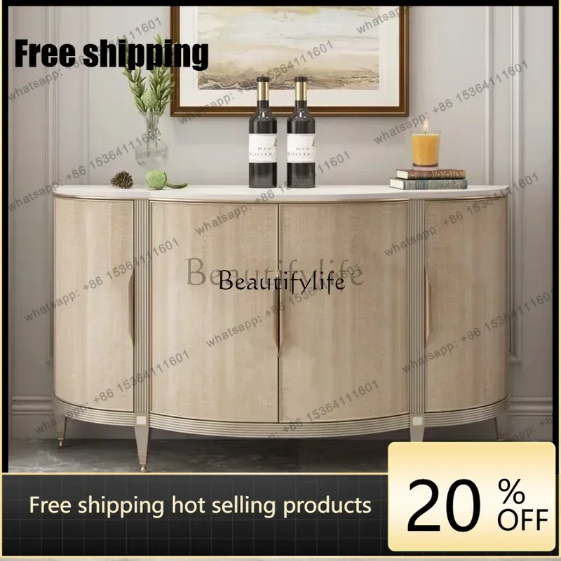 Factory Direct Light Luxury Dining Side Cabinet Modern Simple Solid Wood Porch Cabinet American Restaurant Chest Cabinet