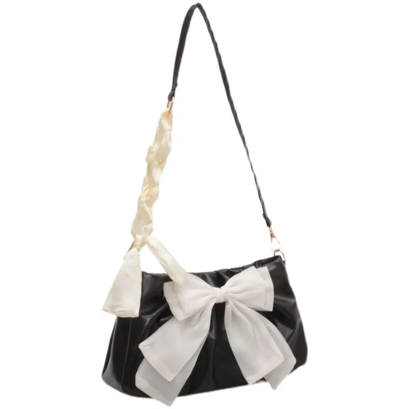 جميل القوس حقائب للبنات السيدات موضة مطوي حقائب الكتف للنساء تصميم بسيط الإناث تحت الإبط حقيبة عادية حمل محفظة #6