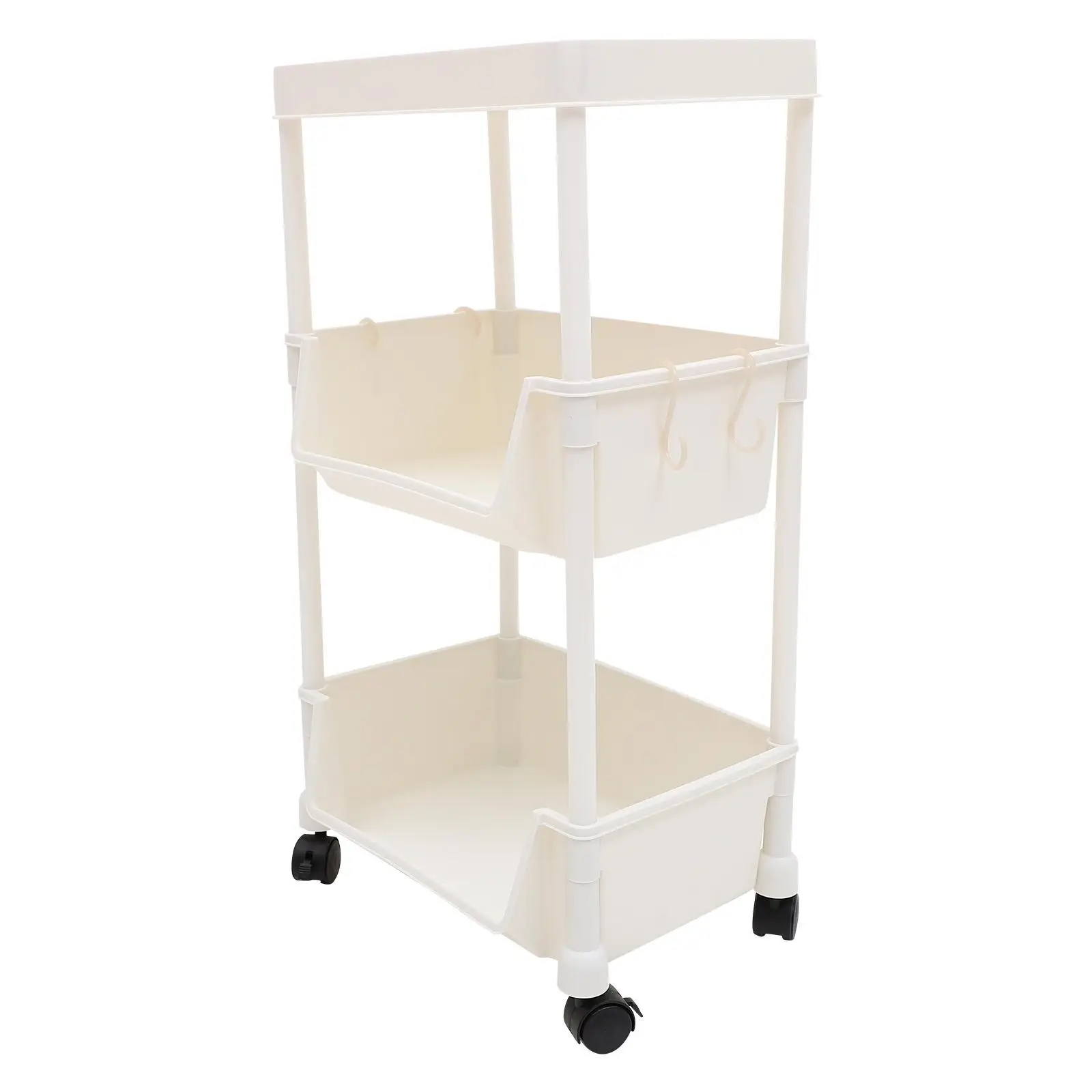 

Movable Bookshelf 3 Tier Storage Rack White Rolling Case for Home Multifunctional ganizer Utility Book Rack Shelf