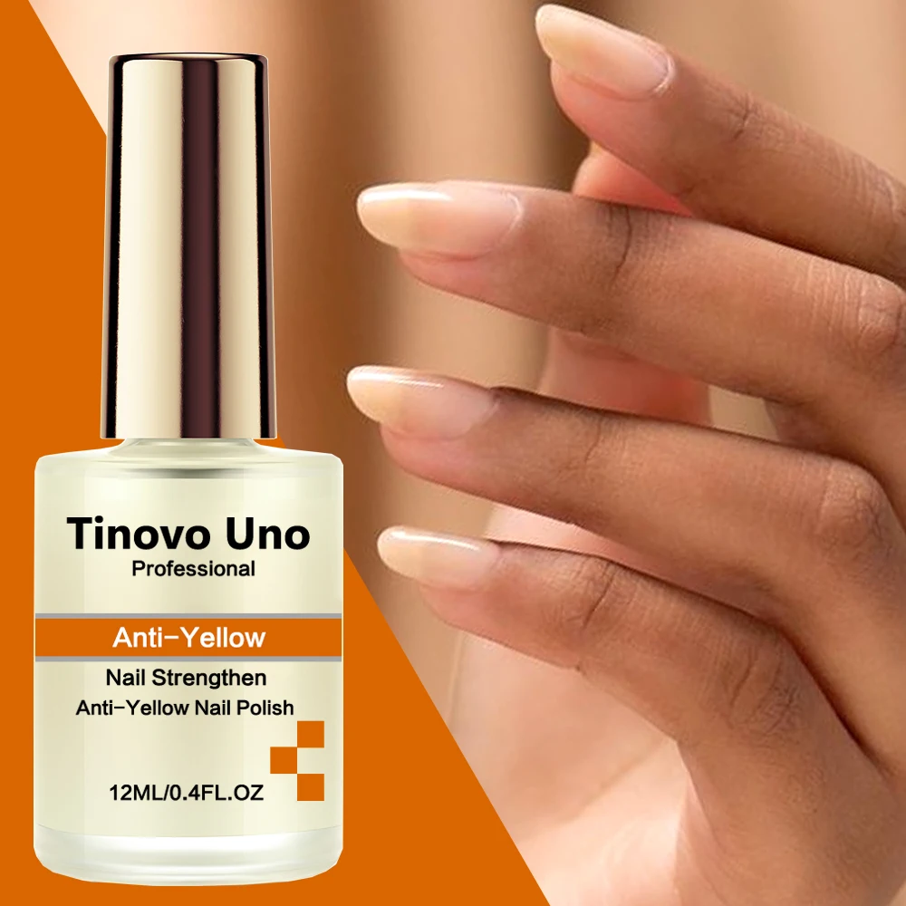 Tinovo Uno Anti Yellow Nail Strengthener Nail Polish 12ML Base Coat Repair Nails Care Treatment Natural Dry Lacquer Top Finish