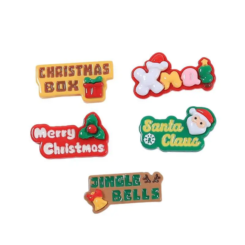 New Christmas Fingerpost Resin Flatback Cabochon For Scrapbook Accessories 10pcs Cute Cartoon Decorative Ornament Cabochon image 3