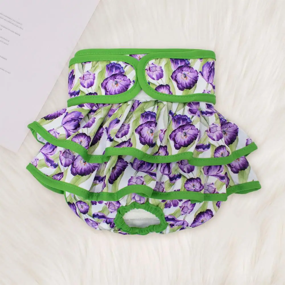 Dog Diaper Reusable Pet Menstrual Pants for Dogs Cats Flower Pattern Diapers with Fastener Tape Washable Protective for Small