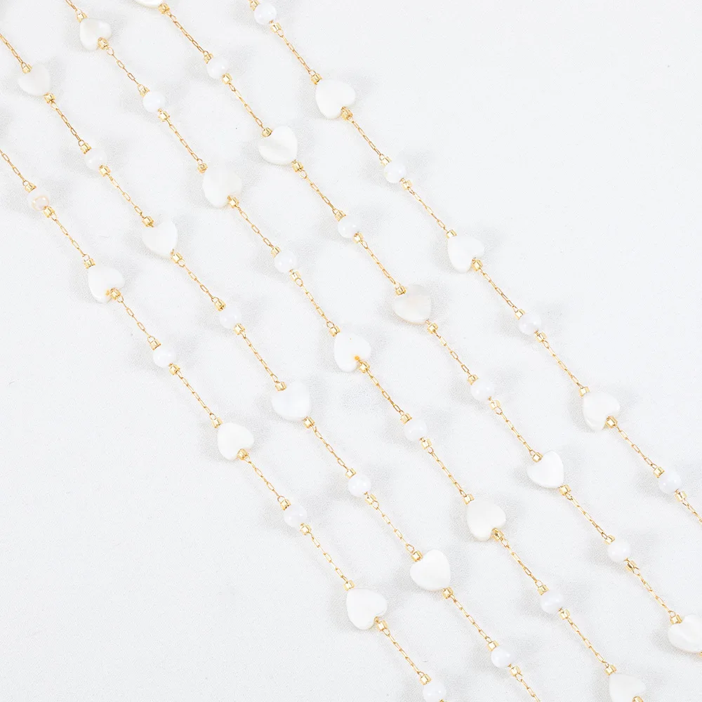 WT-STS021 نوعية جيدة قذيفة الطبيعية القلب ستار شكل دائري سلسلة مجوهرات من صلب لا يصدأ كما التبعي قلادة اليدوية #5