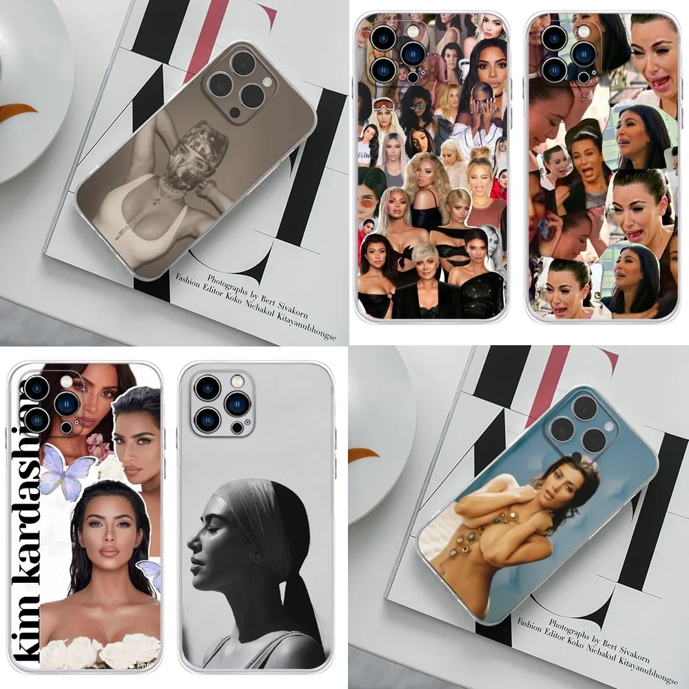 Kim K-Kardashian Phone Case For iPhone 16,15,14,13,12,11 Plus,Pro,Max,XR,XS,X,7,8 Plus,SE,Mini Transparent Silicone soft shell