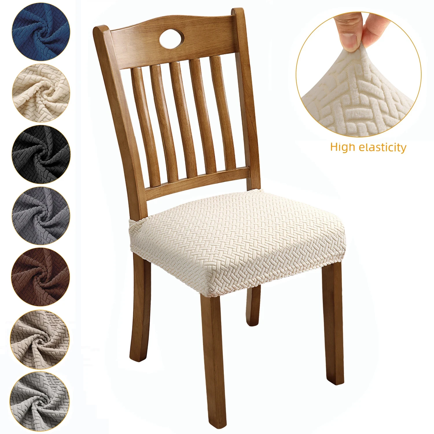 Stretch Jacquard Removable Washable Anti-Dust Dining Room Chair Seat Covers - Stylish and Durable Chair Seat Cushion Protectors