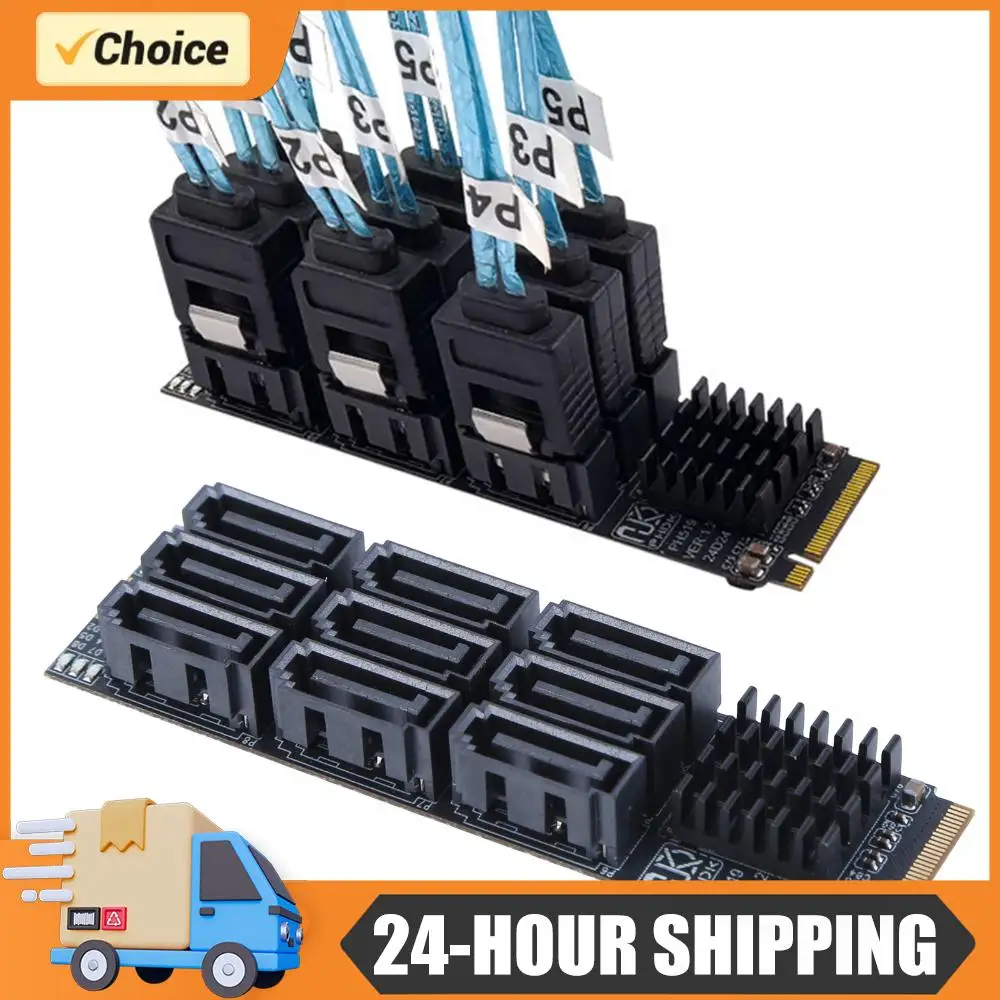 

M.2 M KEY Nvme To 9 Ports SATA 3.0 Adapter PCIE 3.0 X2 Hard Disk Capacity M.2 NVME To SATA 3.0 Converter for Desktop