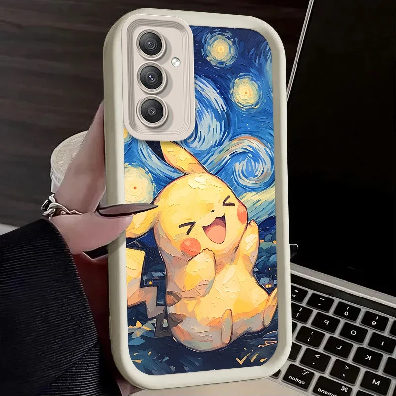 Capa para samsung galaxy a55 a35 a25 a15 a05 a05s 5g a24 a13 a23 a12 a22 a32 a52 a52s a71 a72 a51 4g pintura a óleo p-pokemon capa