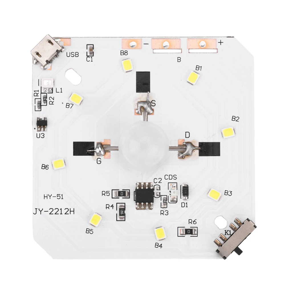 PIR Motion Sensor LED Human Body Infrared Induction Night Light Circuit Board USB Charging Rechargeable Night Lamp