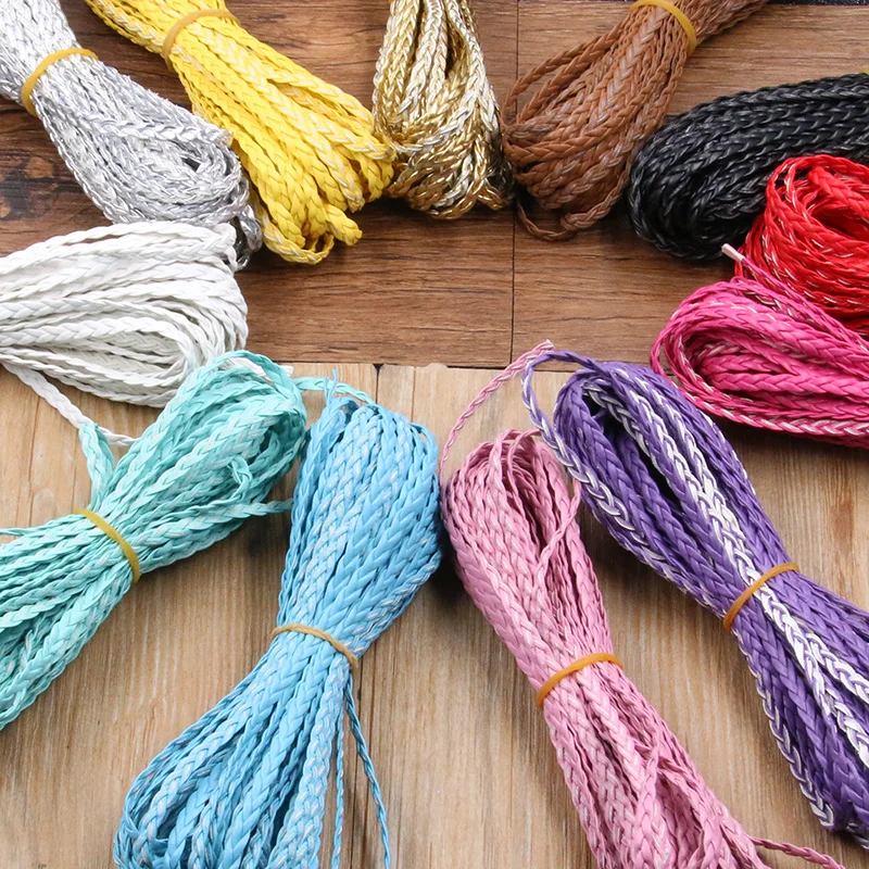 10 Meters/Lot Weave PU Leather Cord Rope 12 Color New Diy Findings Accessories Fashion Jewelry Making Material For Bracelet