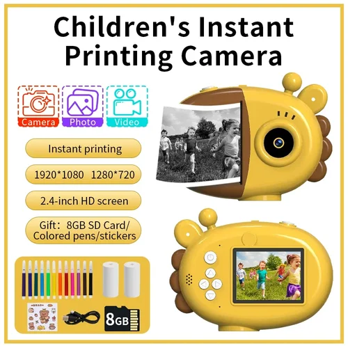 Imagen 2 del producto Cámara de impresión instantánea a presión para niños, cámaras de impresión creativas digitales portátiles para niños y niñas, regalo de cumpleaños para niños