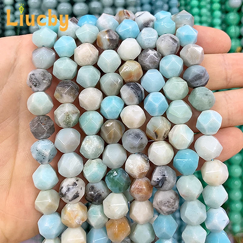 Raw ore Natural Stone Faceted Amazon diamond Beads DIY Handstring Hoop earrings headwear For Jewelry Making 15