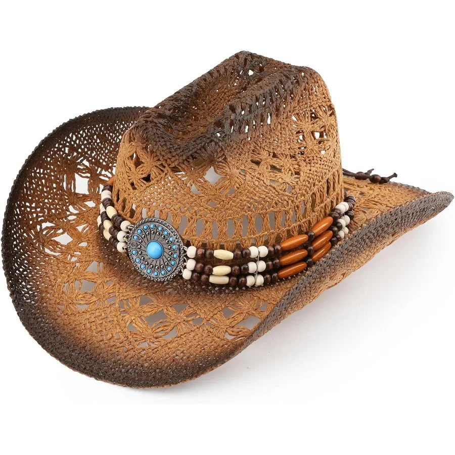 

Straw Cowboy Hat for Women and Men Western Cattleman Style Wide Shapeable Brim Perfect for Outdoor Ranch Work Summer Fashion an