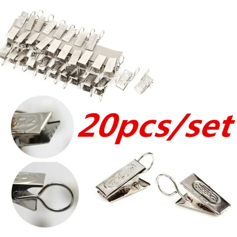 20 - Piece Pack Curtain Clips With Iron Rings Crocodile - Shaped Curtain Hooks Double-row Tooth Clamp