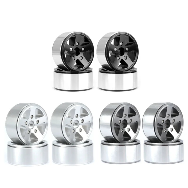 4PCS 1.9 Inch Metal Beadlock Wheel Hub Rim for 1/10 RC Crawler Car Axial SCX10 Traxxas TRX4 RC4WD D90 Redcat Gen8 MST,2