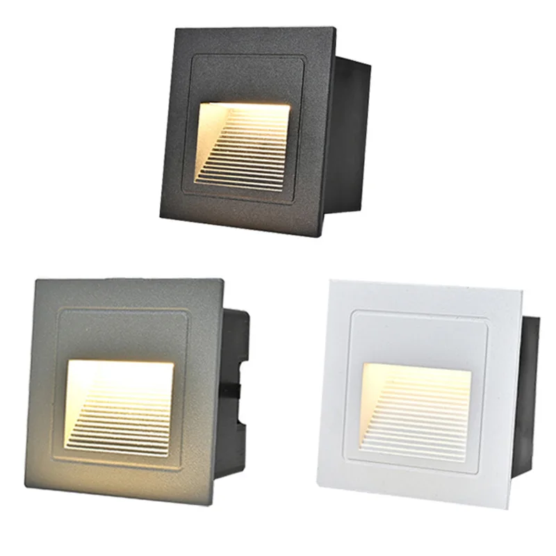 3W 5W 10W LED Wall Lamp Aluminum Stair light Recessed LED Step Lamp Pathway Wall Corner Lamps AC220V Dimmalbe Wall Light DC12V