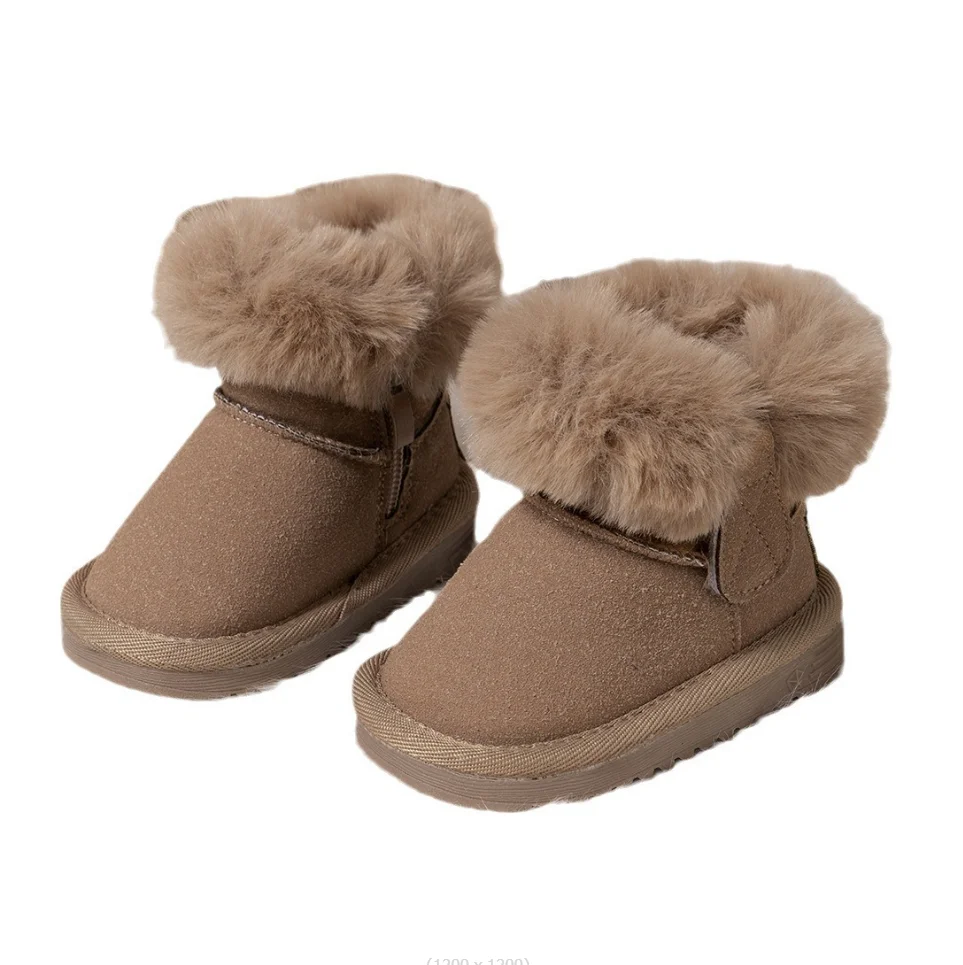 Baby Snow Boots 2024 Baby Thick Plush Shoes Toddler Walking Soft Sole Warm Cotton Shoes Winter Boys Girls Waterproof Booties