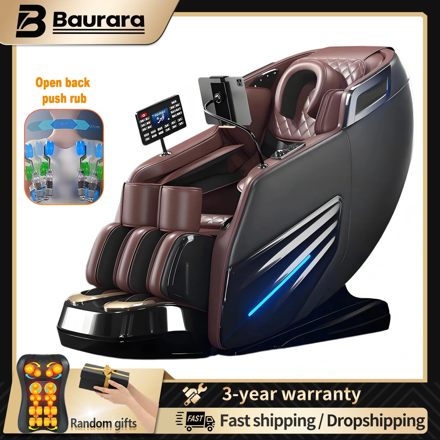 

Massage Chair Full Body 4D Waist Heating Zero Gravity Shiatsu Massage Recliner Chair Voice Control Bluetooth music Thai Stretch