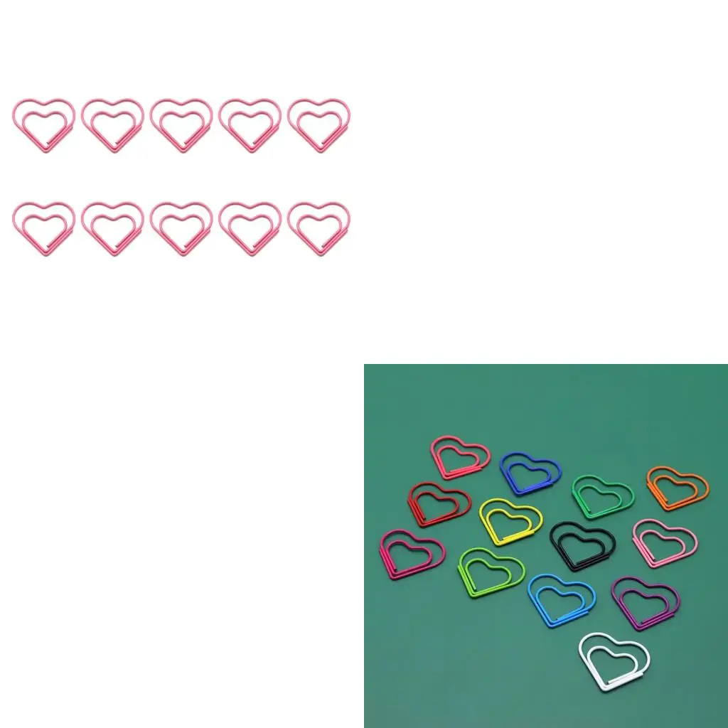 10 clip per pianificatore in metallo, piccoli segnalibri, graffette a forma cuore per studenti