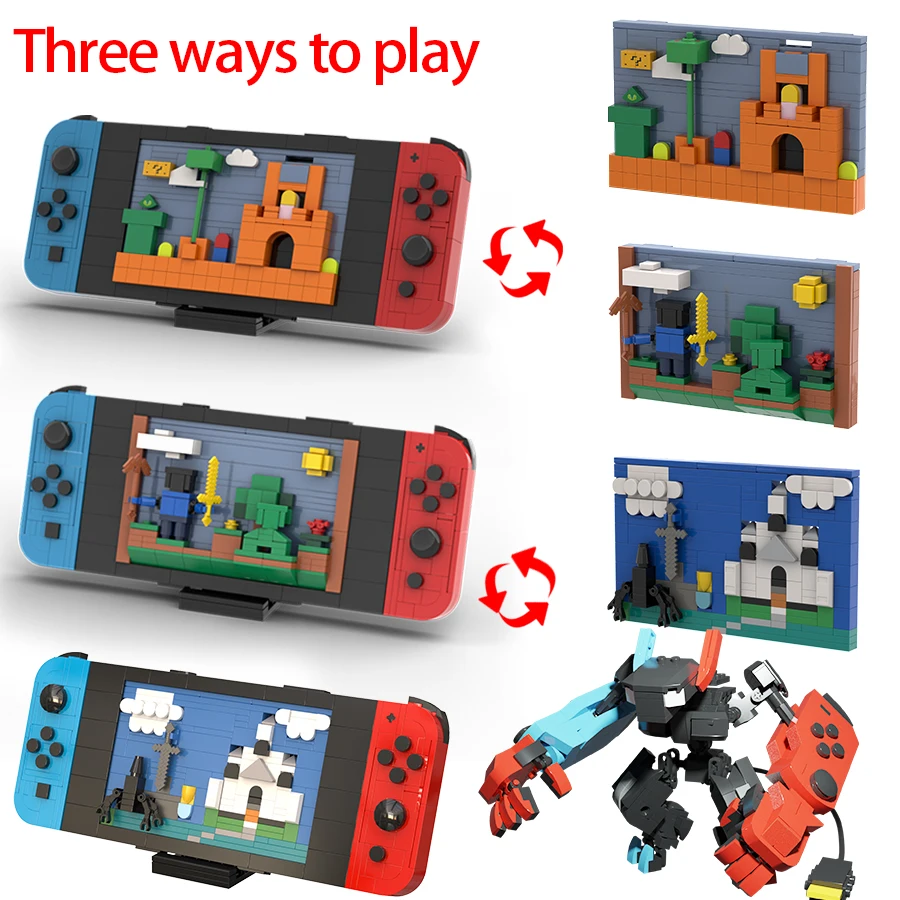 

MOC Switch, игровая консоль, игроки, строительные блоки, красочные трансформирующие меха, гуманоид, модель робота, кирпичные игрушки, подарок на Рождество и день рождения