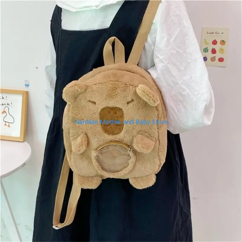 

Stylish Capybara Children's Bag Trendy Plush Backpack for School, Travel