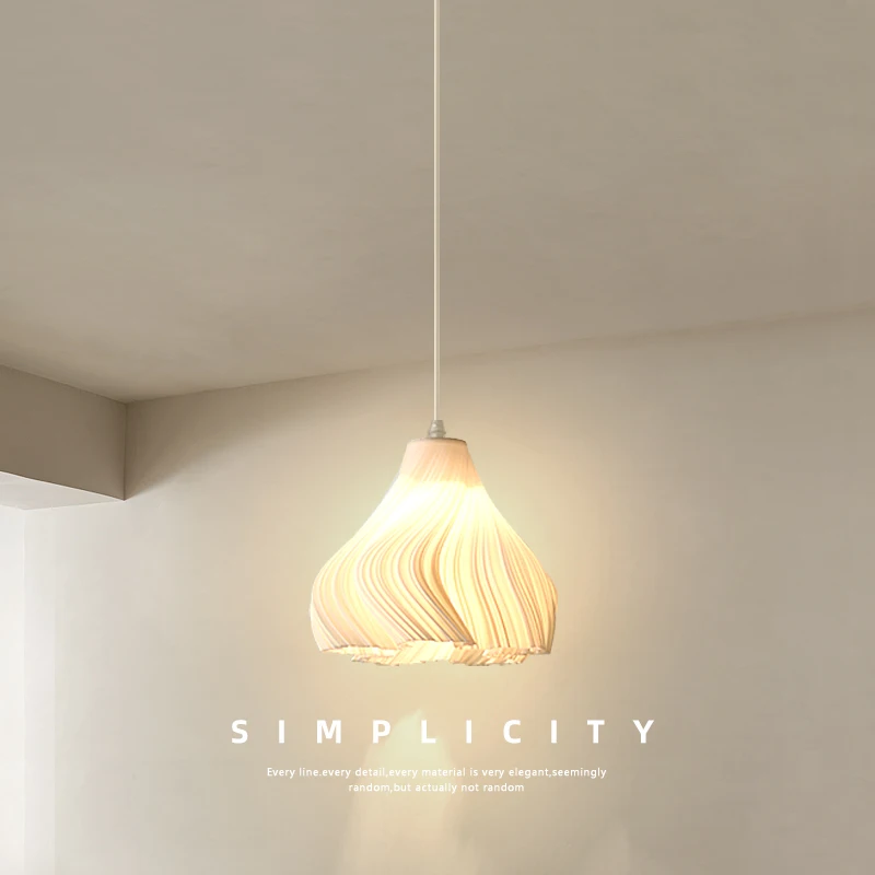 

Bedroom bedside pendant lamp Nordic warm and creative cream style quiet wind lamp extremely simple modern homestay shop lamp