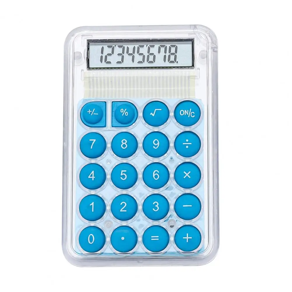 8 Cijfers Display Mini Calculator Stilte Breedbeeld Studenten Draagbare Transparante Elektronische Rekenmachine Dagelijks Gebruik