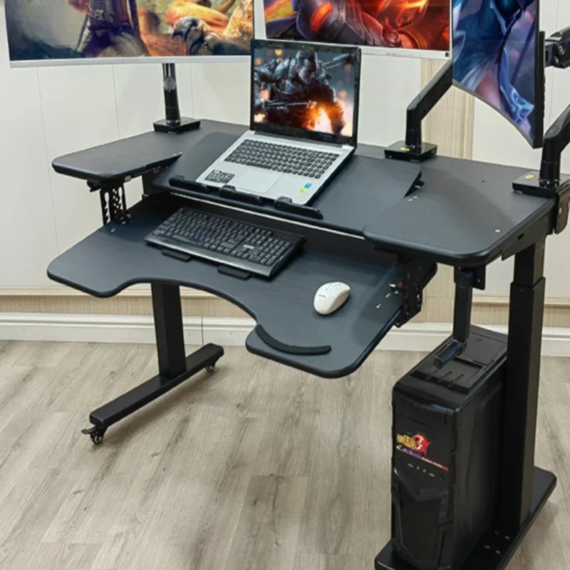 

Height-adjustable computer desks, standing desks, hand-cranked mobile computer desks, first-class cockpits, suspension stands