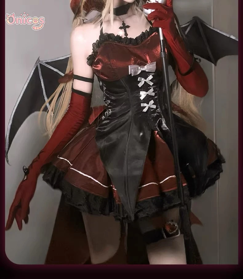 

Shugo Chara! Utau Tsukiyomi Cosplay Costume Dark demon Lolita high waisted tailcoat irregular short skirt Onicos