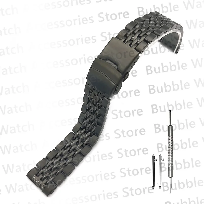 

Flat End With Quick Release Spring Bar 20MM 22MM Stainless Steel Bead Of Rice Watch Band Bracelet Fit For SKX007 Dive Watch