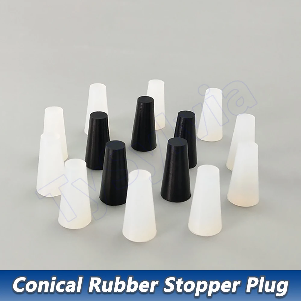 

Clear/Black High-Temp Silicone Conical Plugs - Tapered Rubber Stoppers for Spraying, Electroplating & Baking Paint
