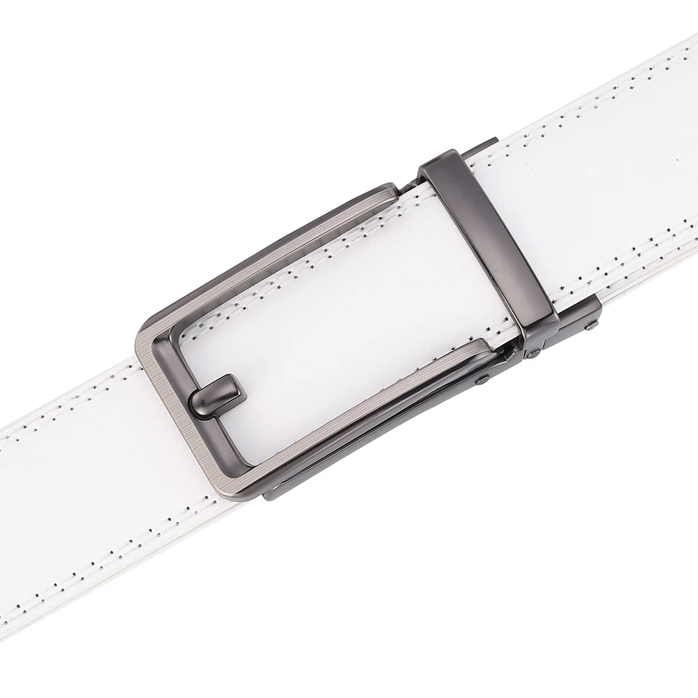 Luxuriöser weißer Golf-Gürtel für Herren, hochwertiges Leder, 110-130, Übergröße, Designer-Business-Taillengürtel, Rindsleder, Herren-Freizeit-Jeans – Detail 8