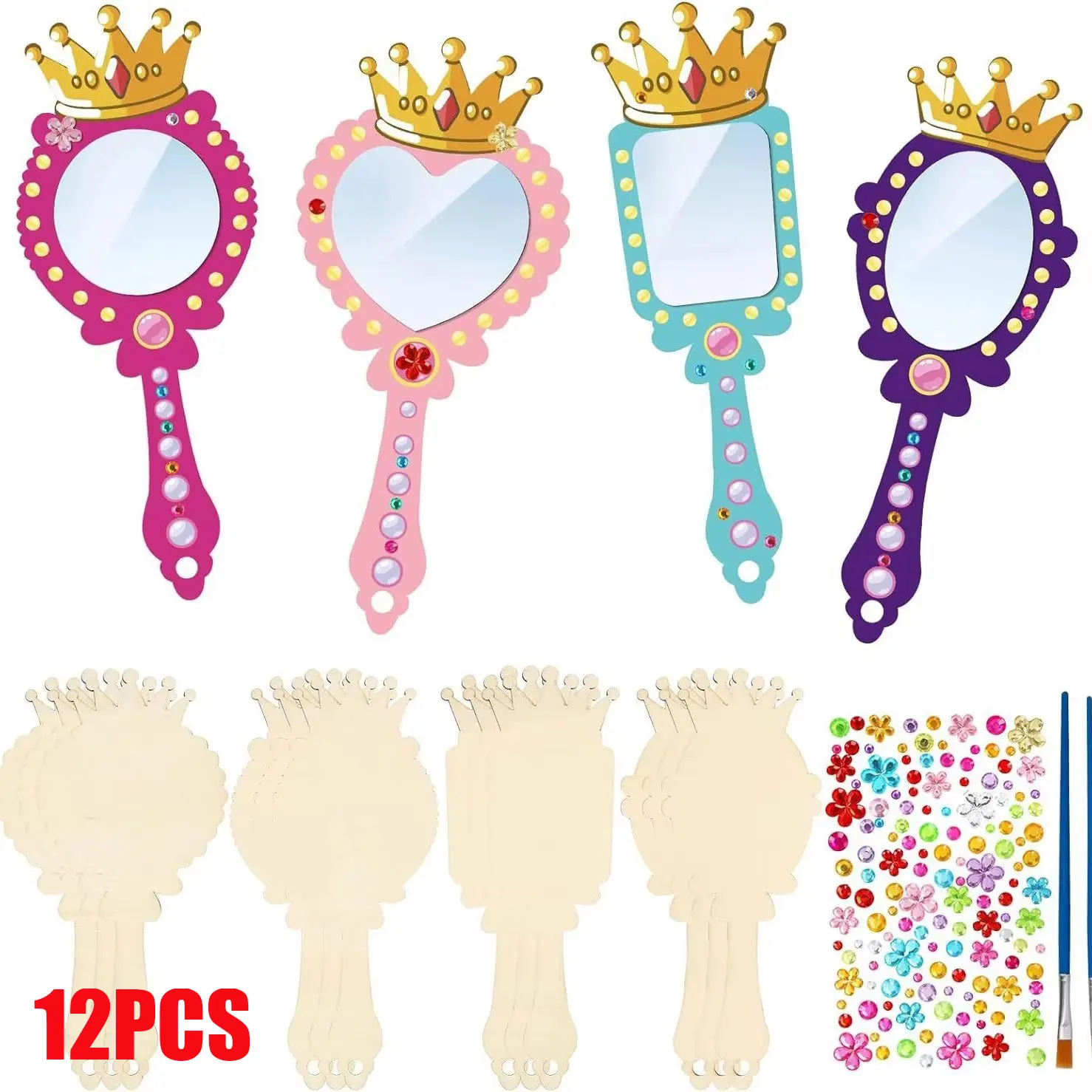 12Pcs Wooden Mirror…
