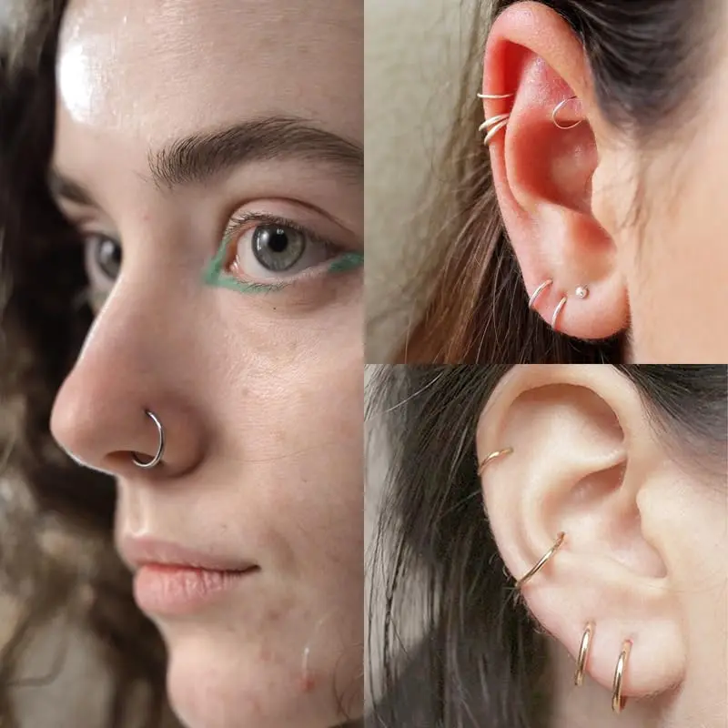 18G 316L Chirurgenstahl Nasenring Creolen, Knorpel Creolen für Damen Herren Piercing Schmuck 6mm/8mm/10mm/12mm – Detail 4