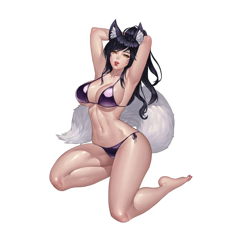 TT Sexy Game Girl for Ahri Car Sticker Funny Scratch-proof Decal Laptop Skateboard Waterproof Windows Anime Car Decorations