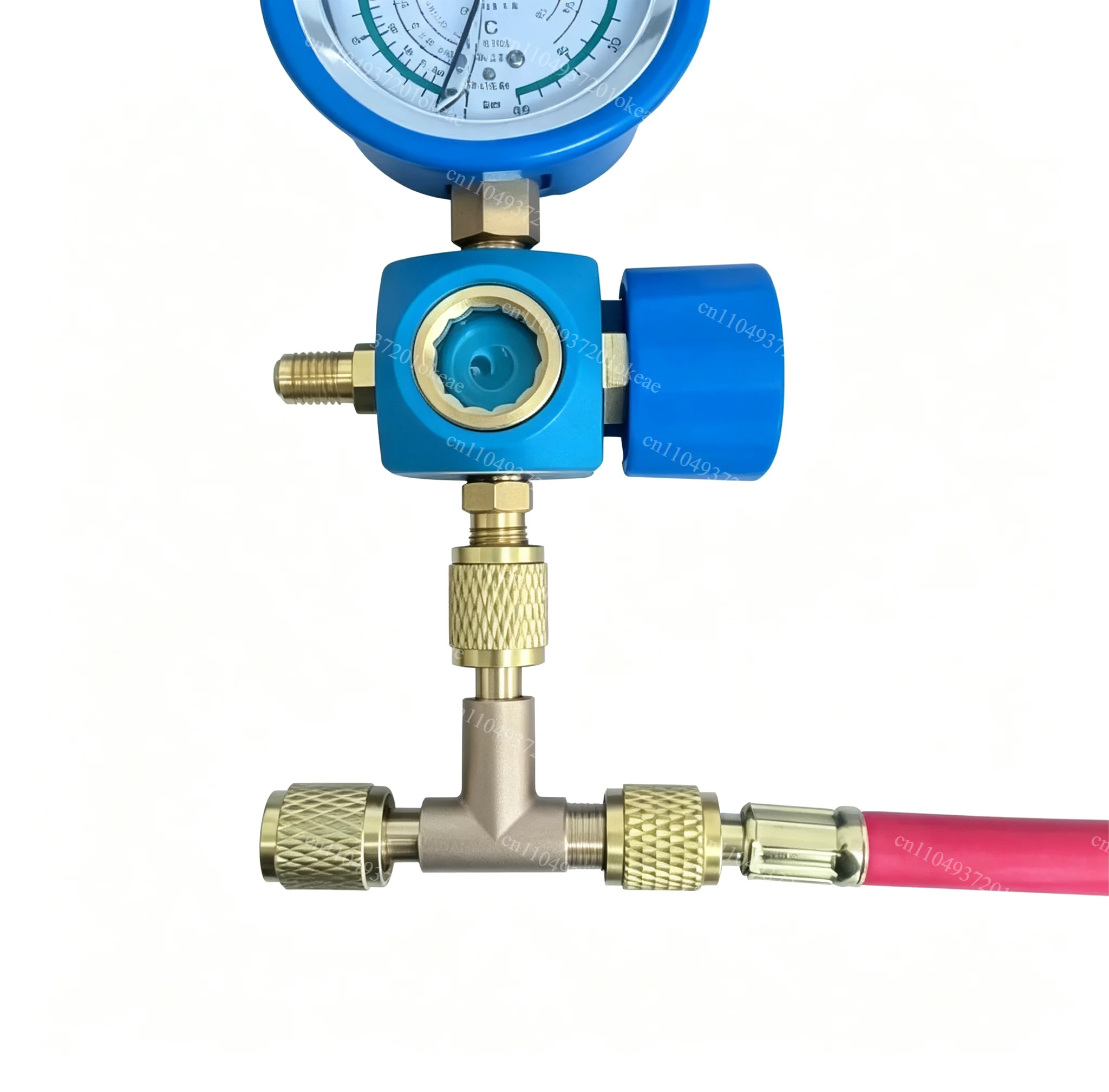 Vacuum Gauge Tee Fitting, Variable Diameter Double Female Thread Connector, 7/16