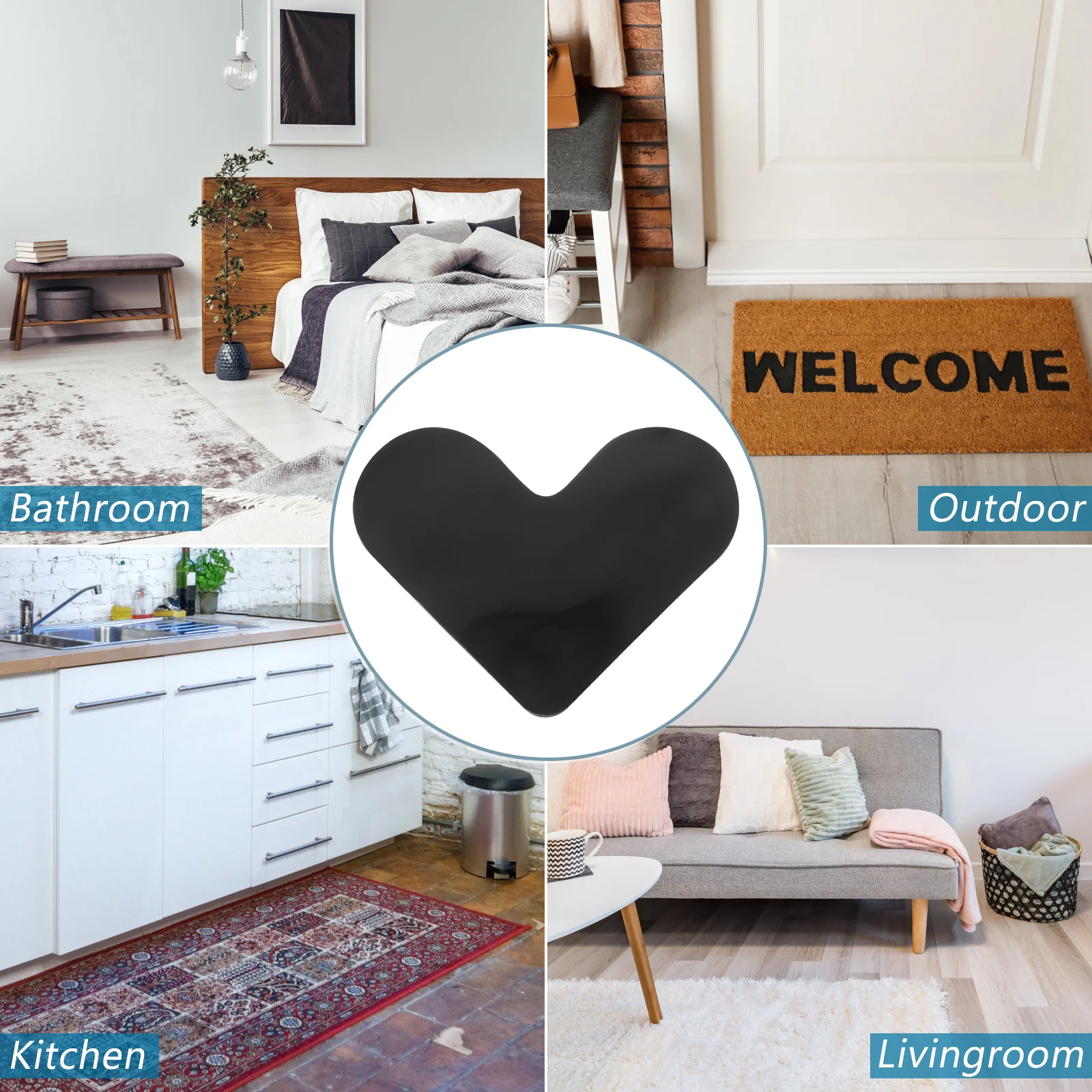 12 قطعة من ملصقات البولي يوريثان قابلة لإعادة الاستخدام وغير قابلة للانزلاق لسجاد المنطقة على الخشب الصلب وقابض الخرسانة للسجاد #5