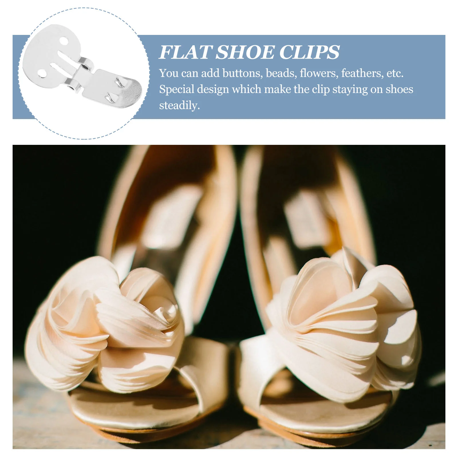 10 Pcs Metal Shoe Clips Flat DIY Findings Blank Stainless Steel Rhinestone Heels