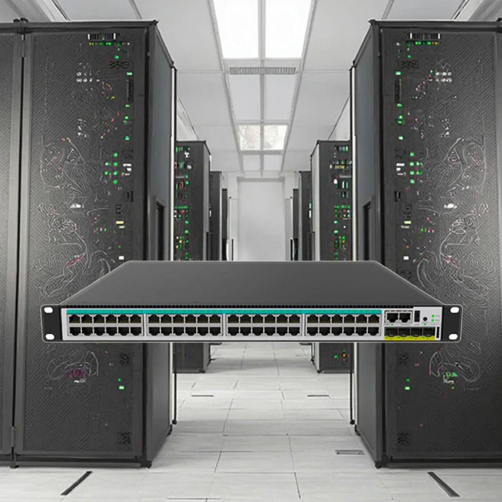 المهنية 24/48 منفذ 10G المدارة POE/HPOE محول شبكة إيثرنت المثبت على الرف VLAN QoS وظيفة 1 سنة الضمان OEM ODM